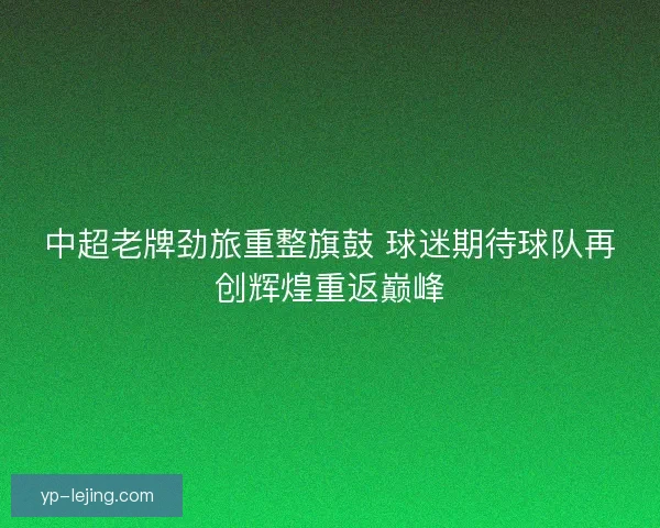 中超老牌劲旅重整旗鼓 球迷期待球队再创辉煌重返巅峰
