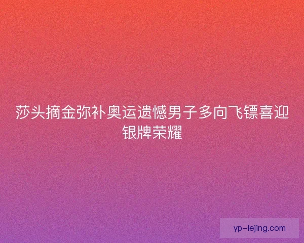 莎头摘金弥补奥运遗憾男子多向飞镖喜迎银牌荣耀